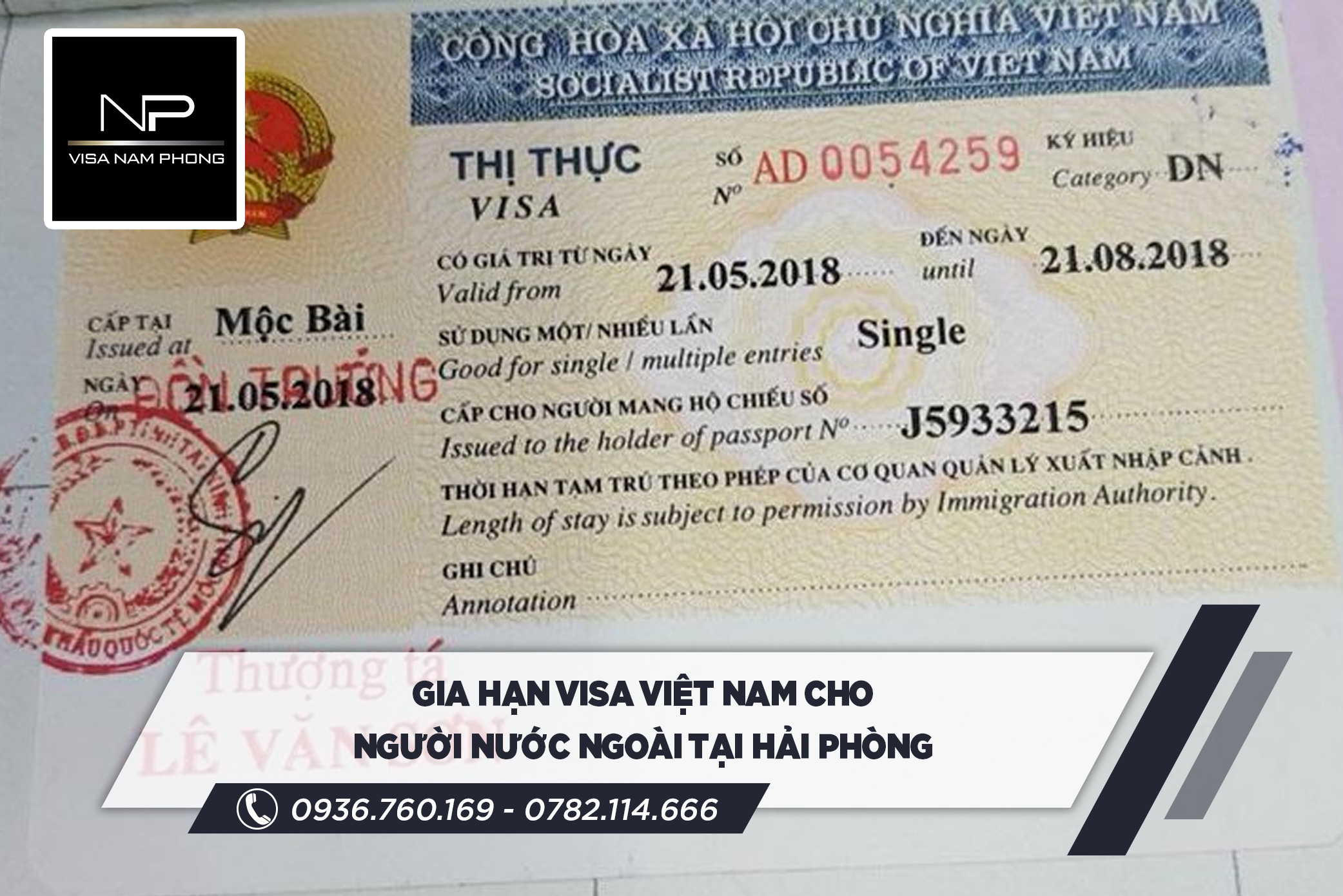 Gia hạn visa Việt Nam cho người nước ngoài tại Hải Phòng